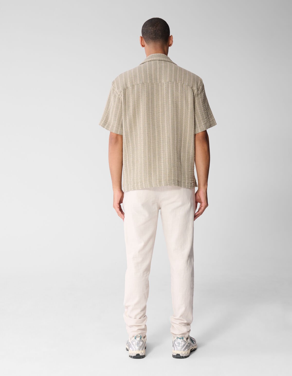 Gewebtes Streifen-Overshirt Hellgr&uuml;n SHOEBY MEN