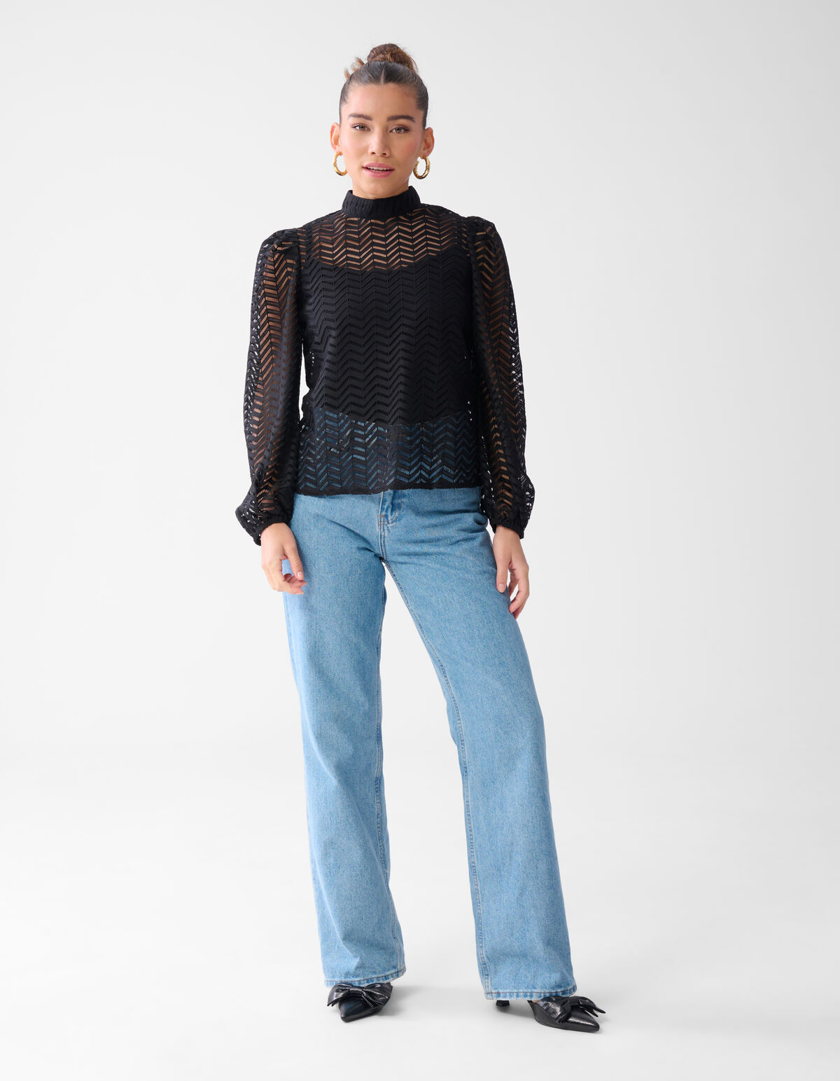 Zickzack Spitzenbluse Schwarz SHOEBY WOMEN