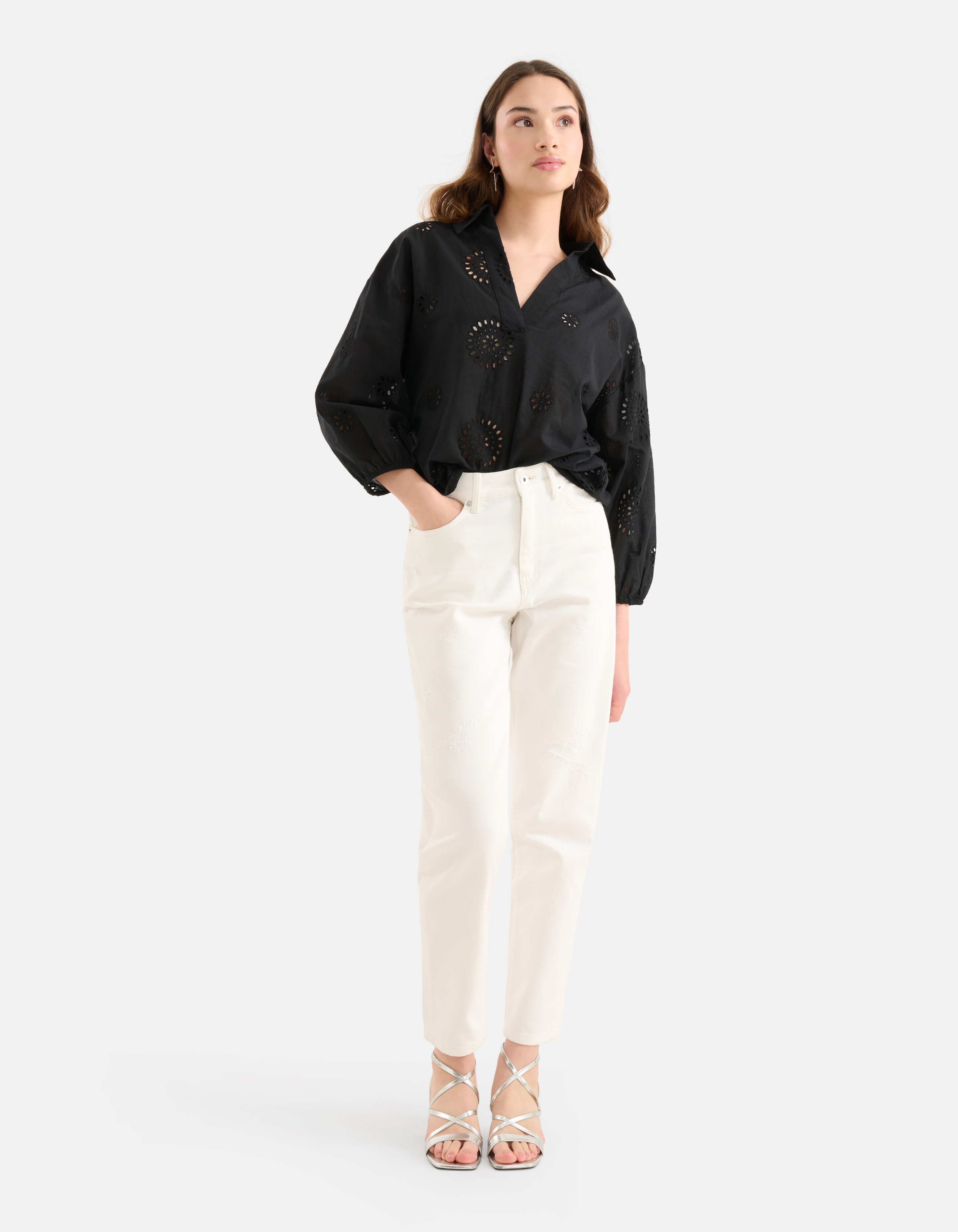 Broderie-Bluse Schwarz SHOEBY WOMEN