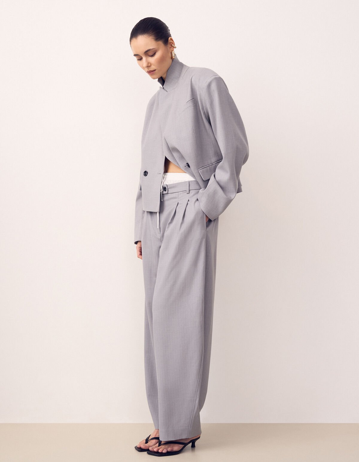 Pinstripe Barrel Fit Hose Hellgrau SHOEBY WOMEN