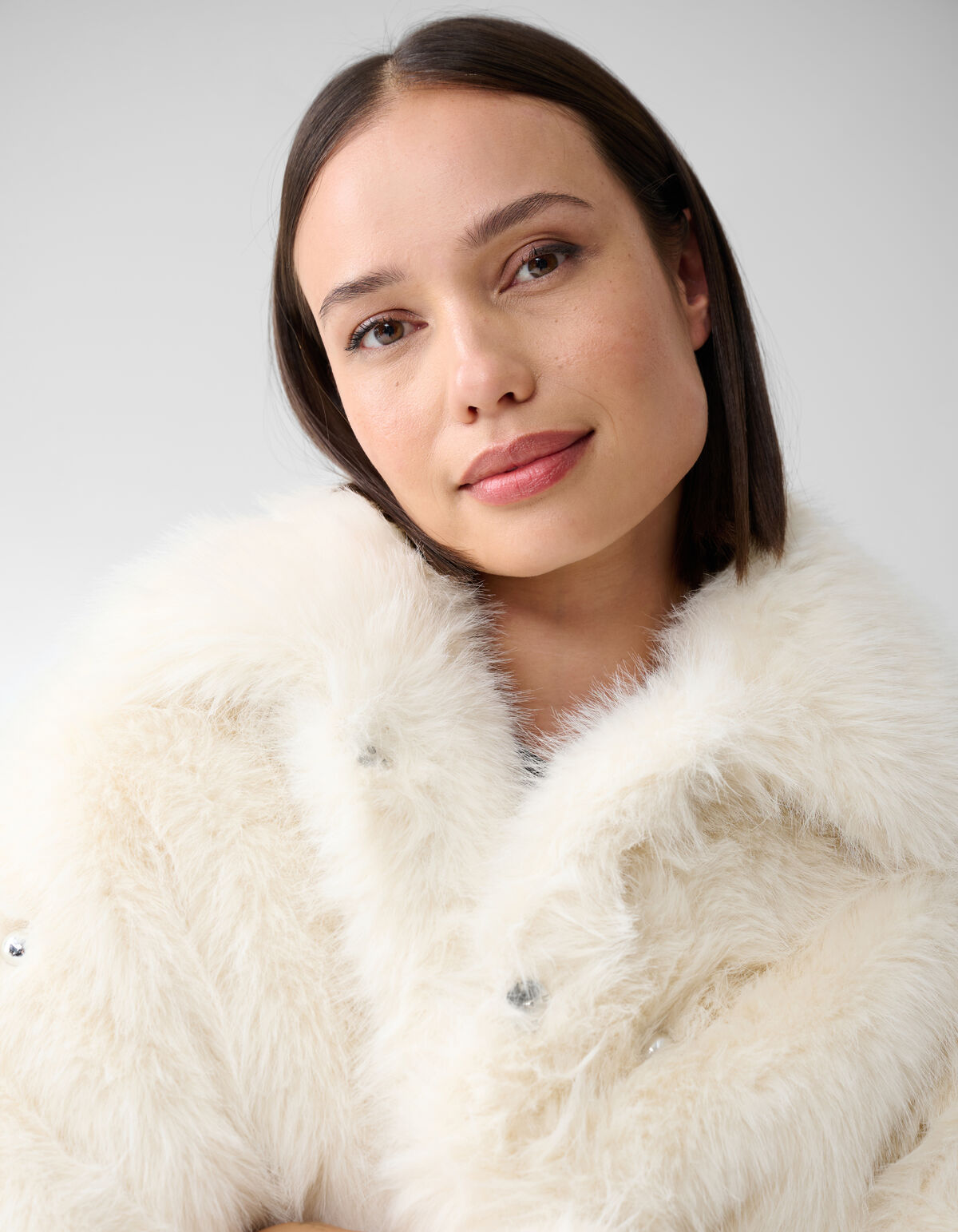 Verschönerte Kunstpelzjacke Off White SHOEBY WOMEN