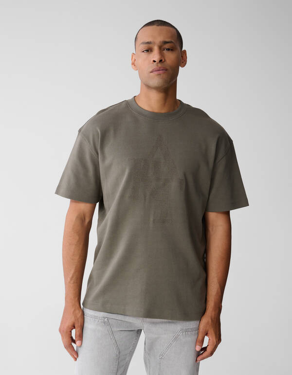 Stickerei-Kunst T-Shirt Dunkelgrün SHOEBY MEN