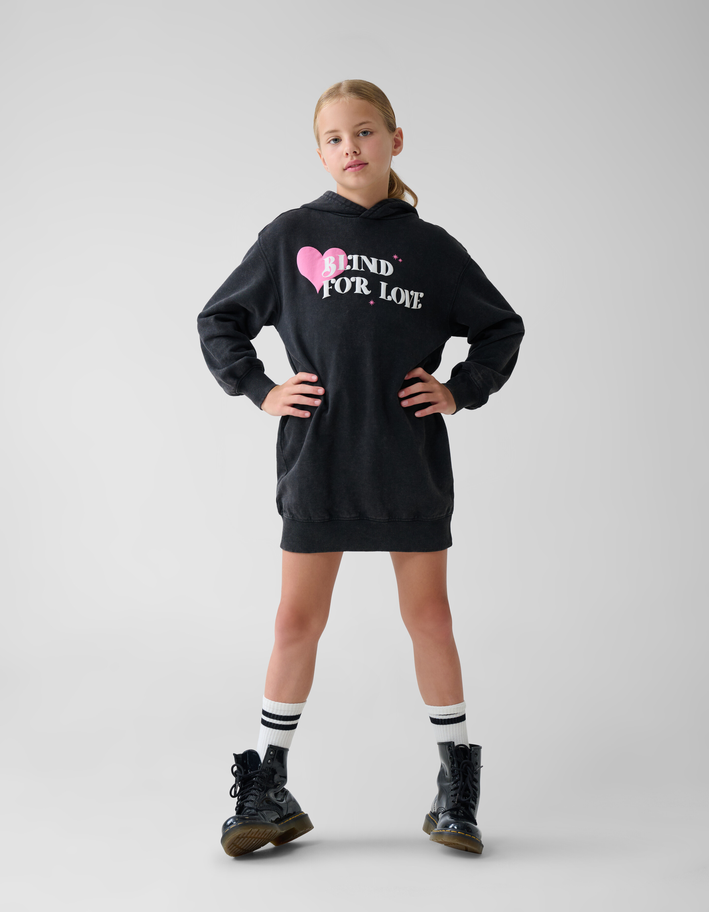 Herz-Kapuzenkleid Schwarz SHOEBY GIRLS