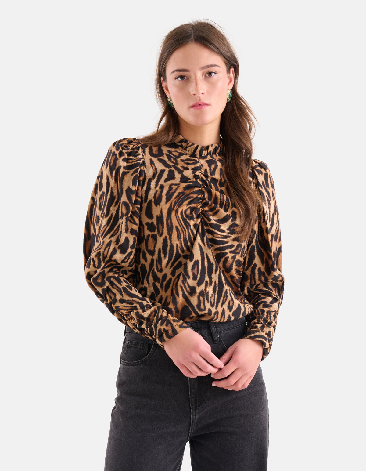 Top mit Puffärmeln im Leopardenmuster SHOEBY WOMEN