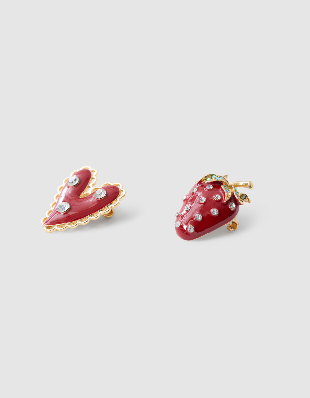 Strawberry Heart Brooch Set Rot SHOEBY ACCESSOIRES