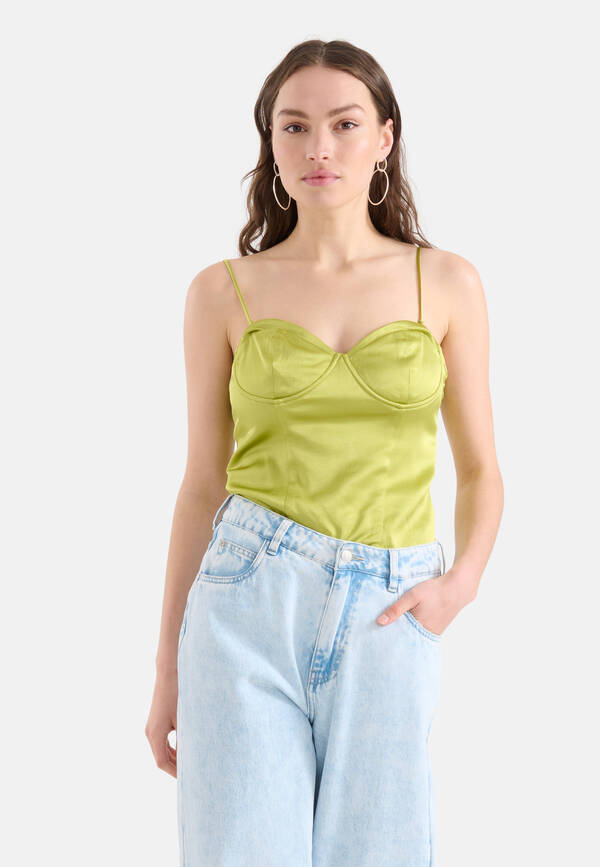Satin-Korsett-Top Grün SHOEBY WOMEN