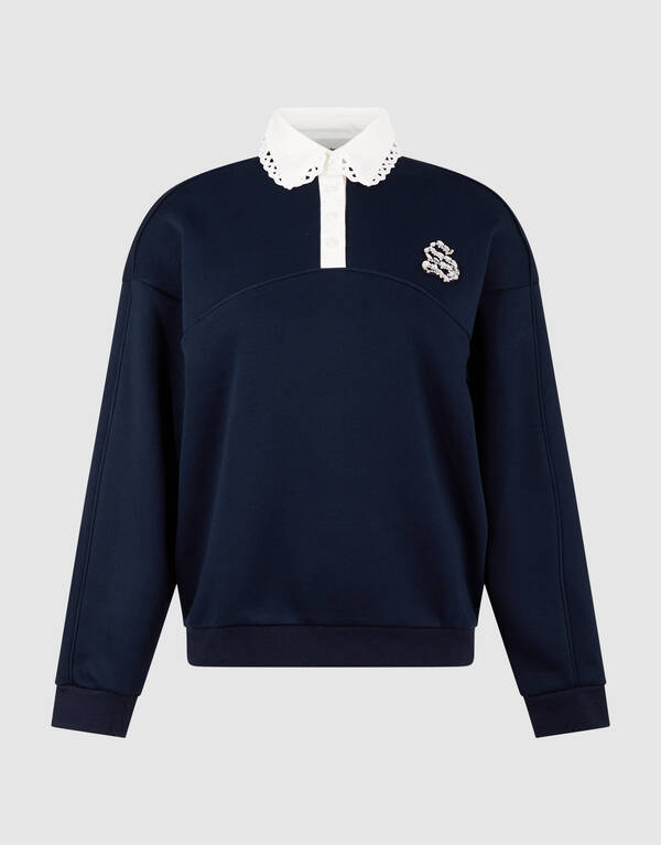 Sporty Polo Sweatshirt Dunkelblau SHOEBY WOMEN