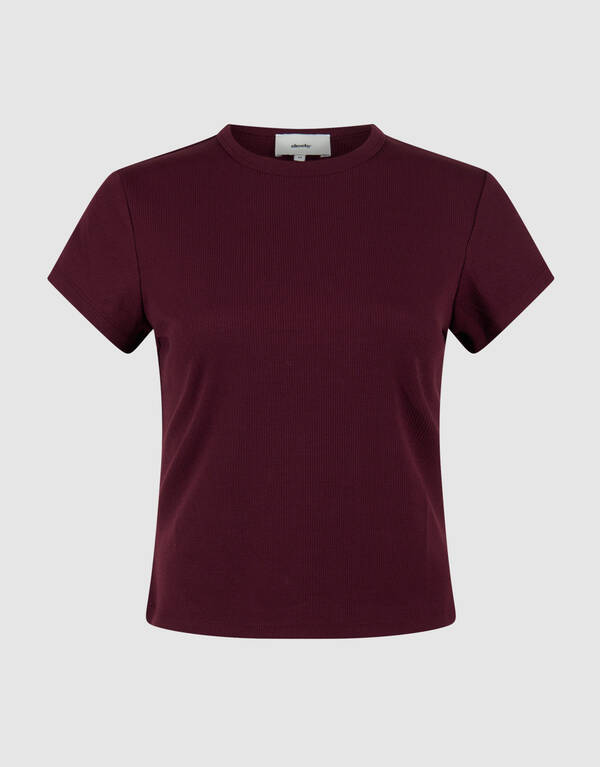 Geripptes T-Shirt, Dunkelrot SHOEBY WOMEN