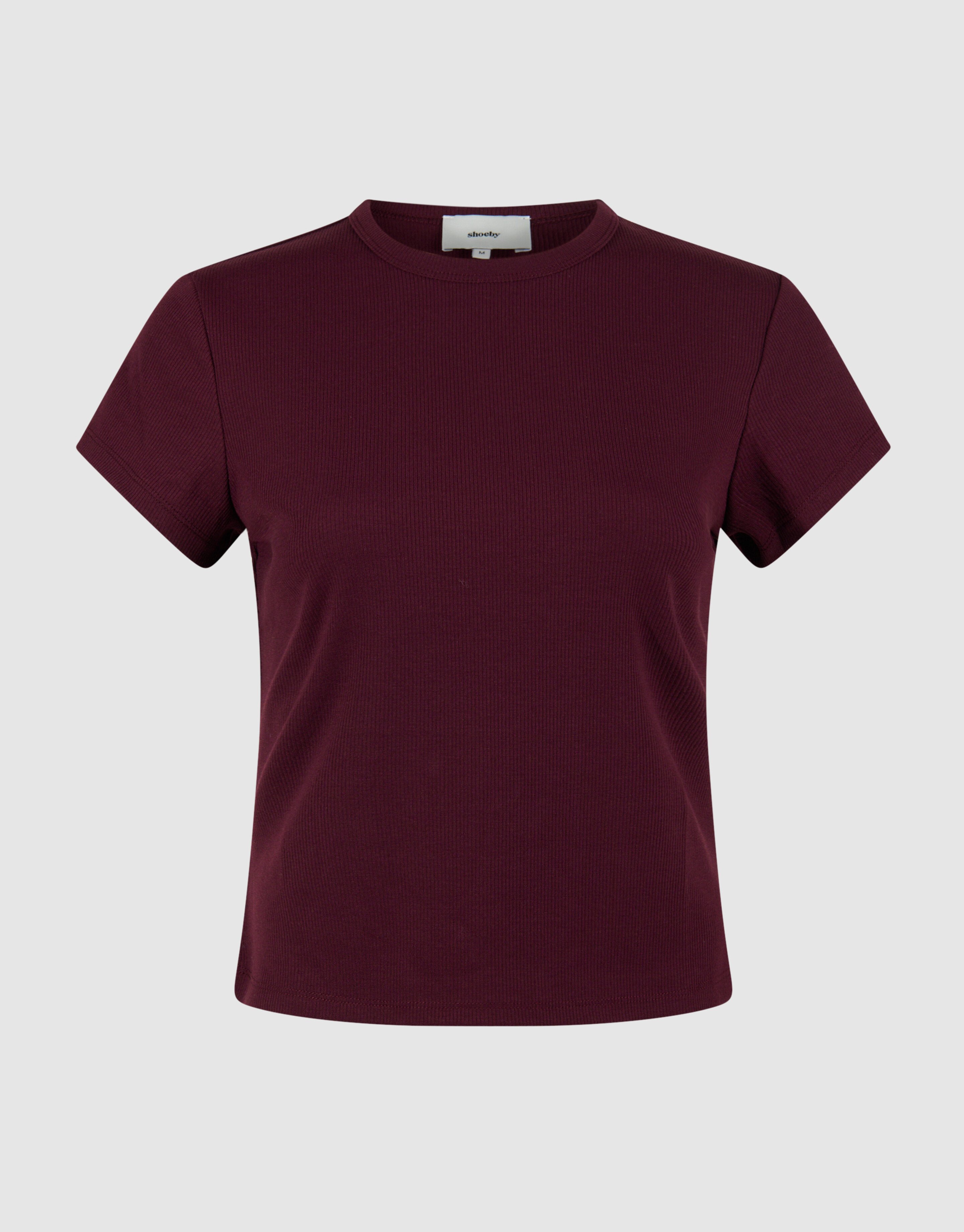 Geripptes T-Shirt, Dunkelrot SHOEBY WOMEN