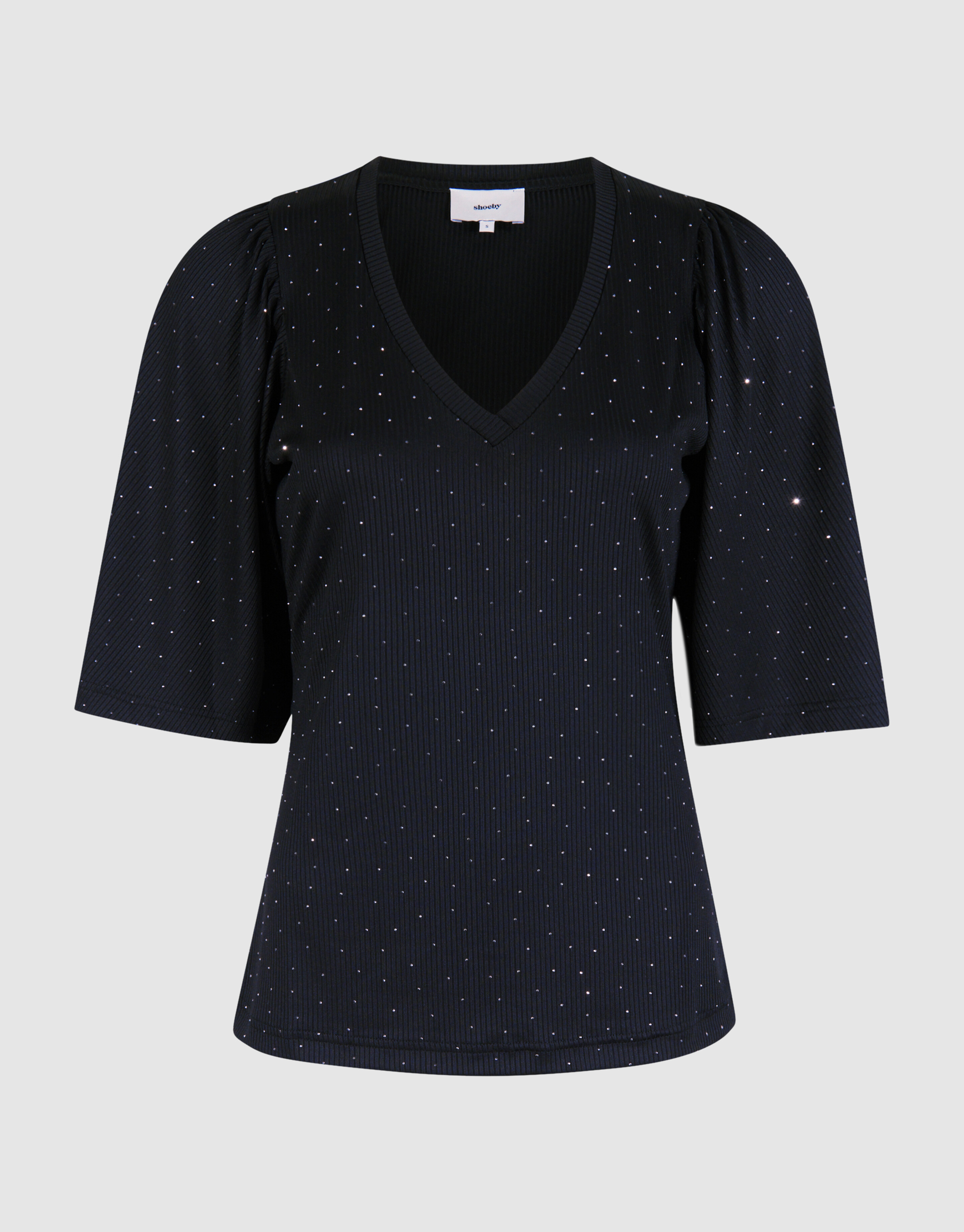 Strass-Rüschen-Top Schwarz SHOEBY WOMEN