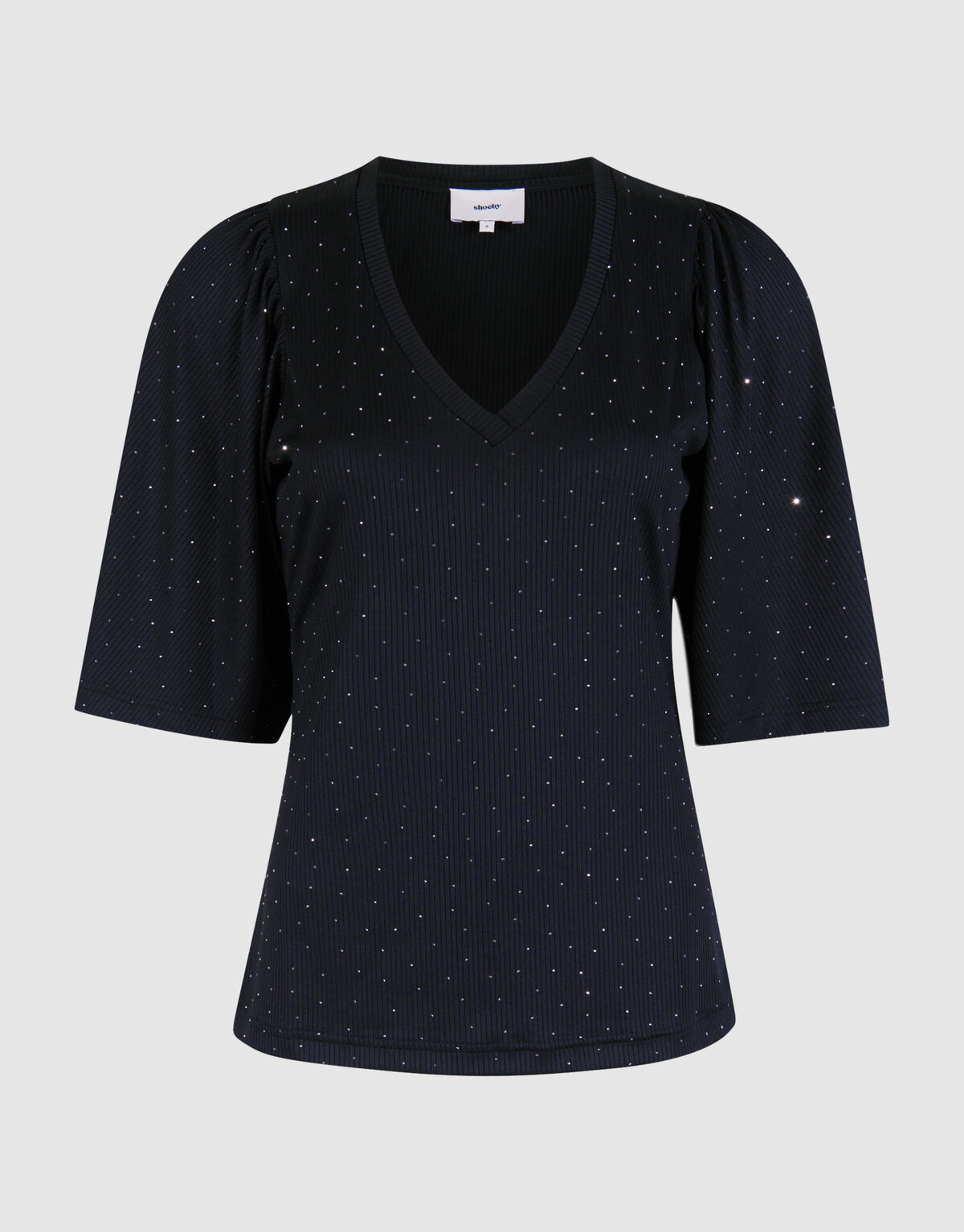 Strass-Rüschen-Top Schwarz SHOEBY WOMEN