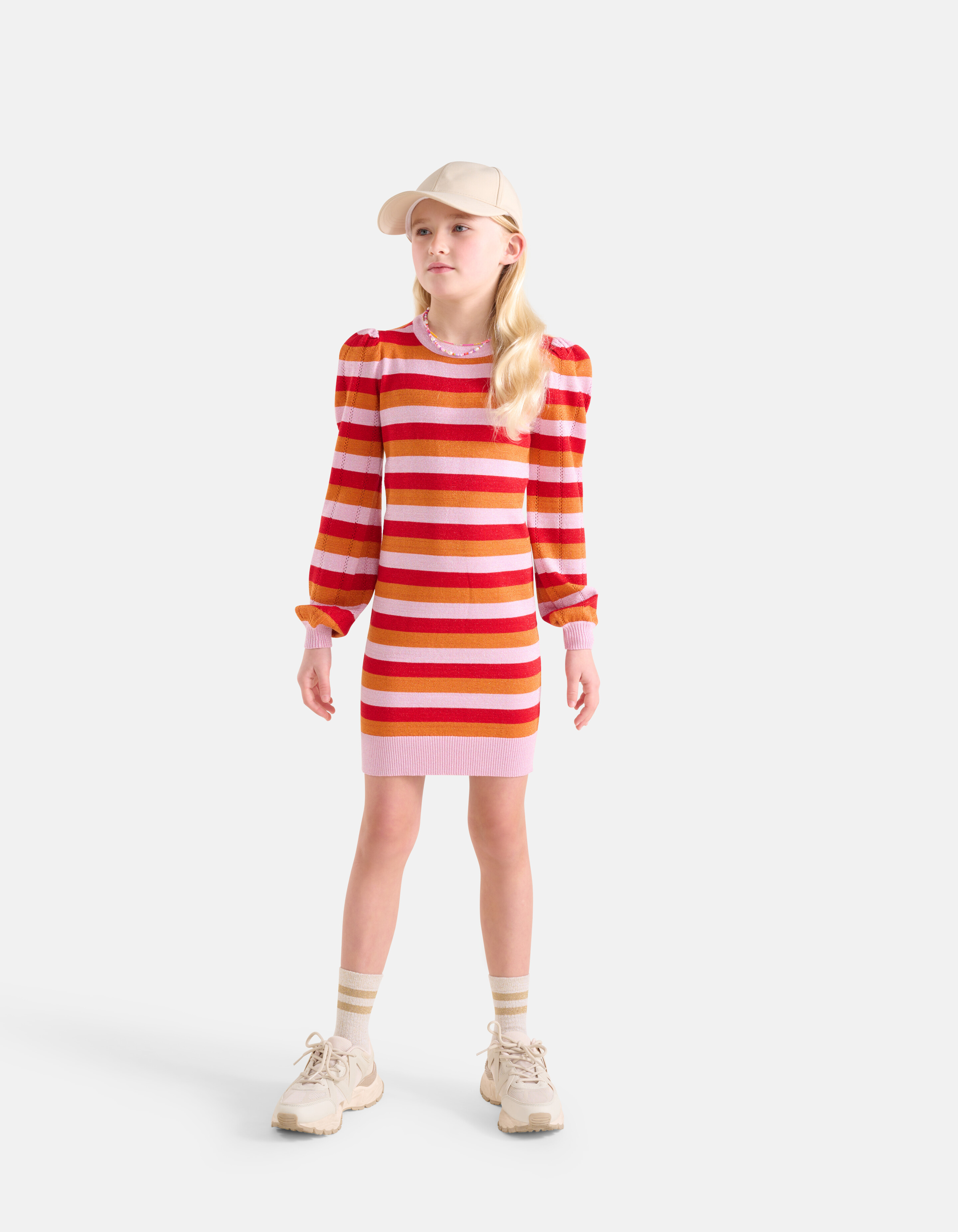 Gestreiftes Glitzerkleid Orange SHOEBY GIRLS