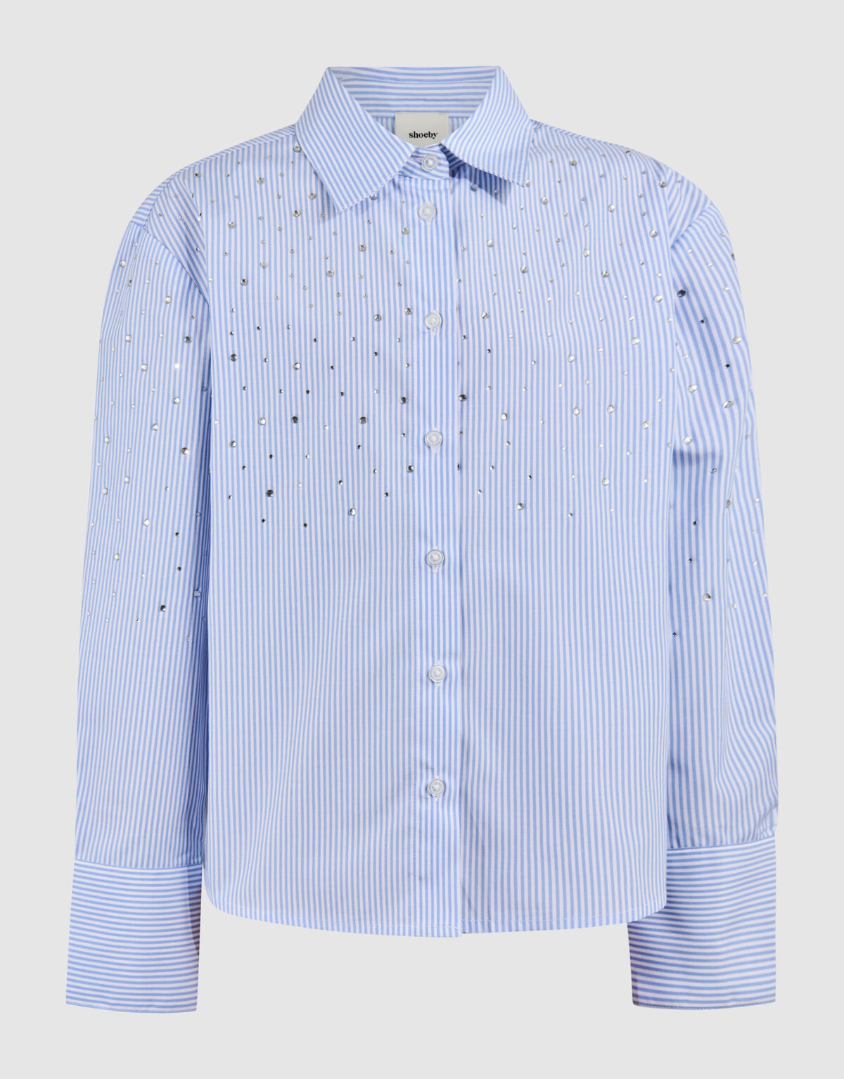 Gestreifte Strass Bluse Himmelblau SHOEBY GIRLS
