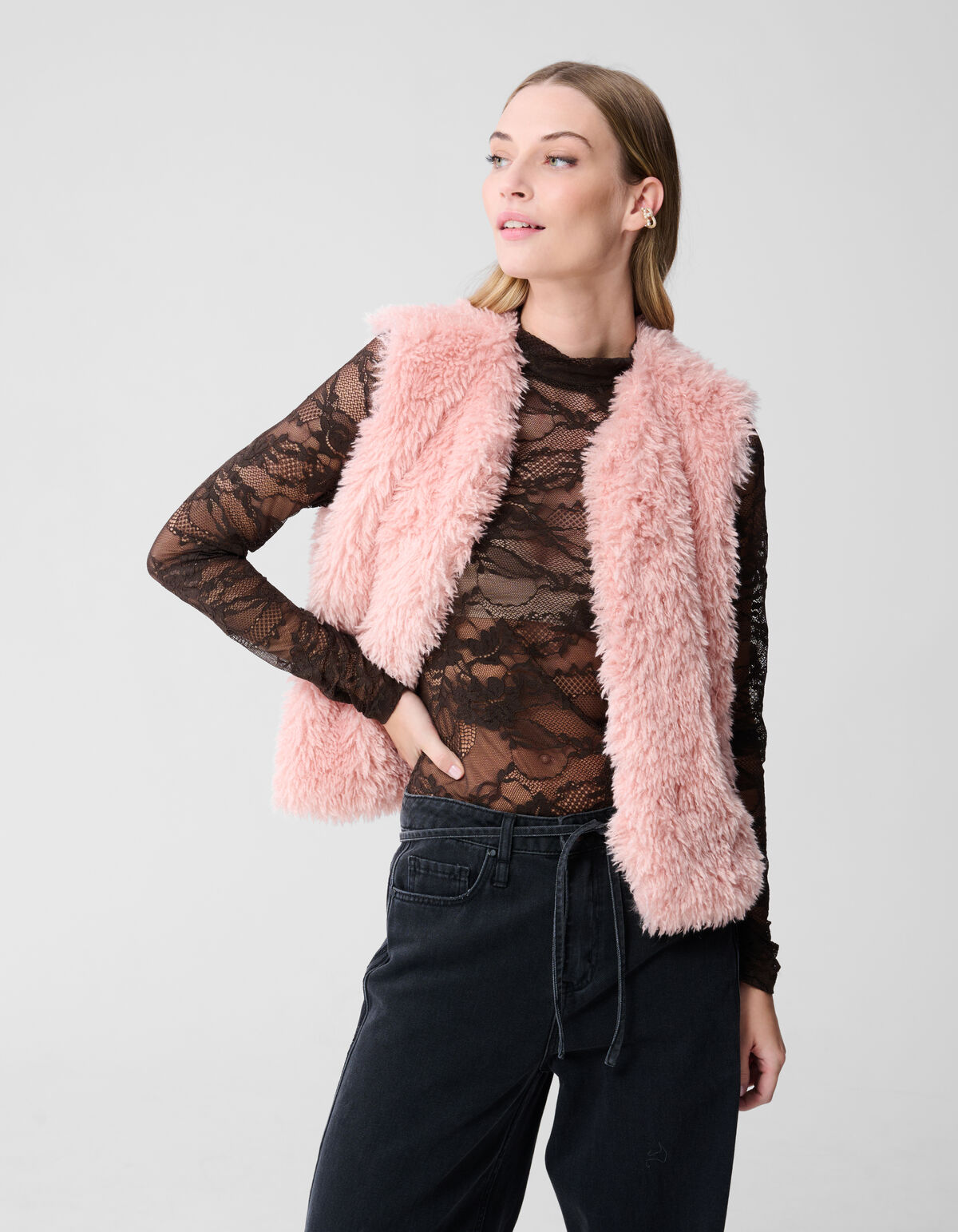 Teddy-Fell-Weste Hellrosa SHOEBY WOMEN