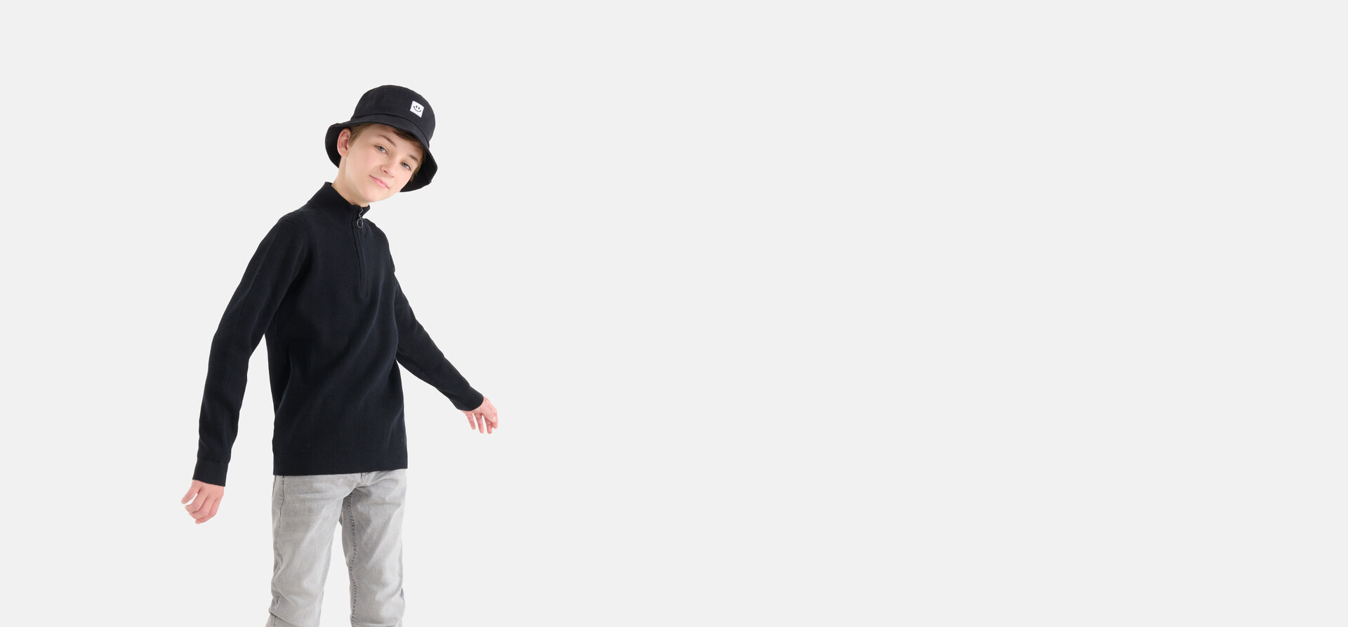 Pullover mit Reißverschluss Schwarz SHOEBY BOYS
