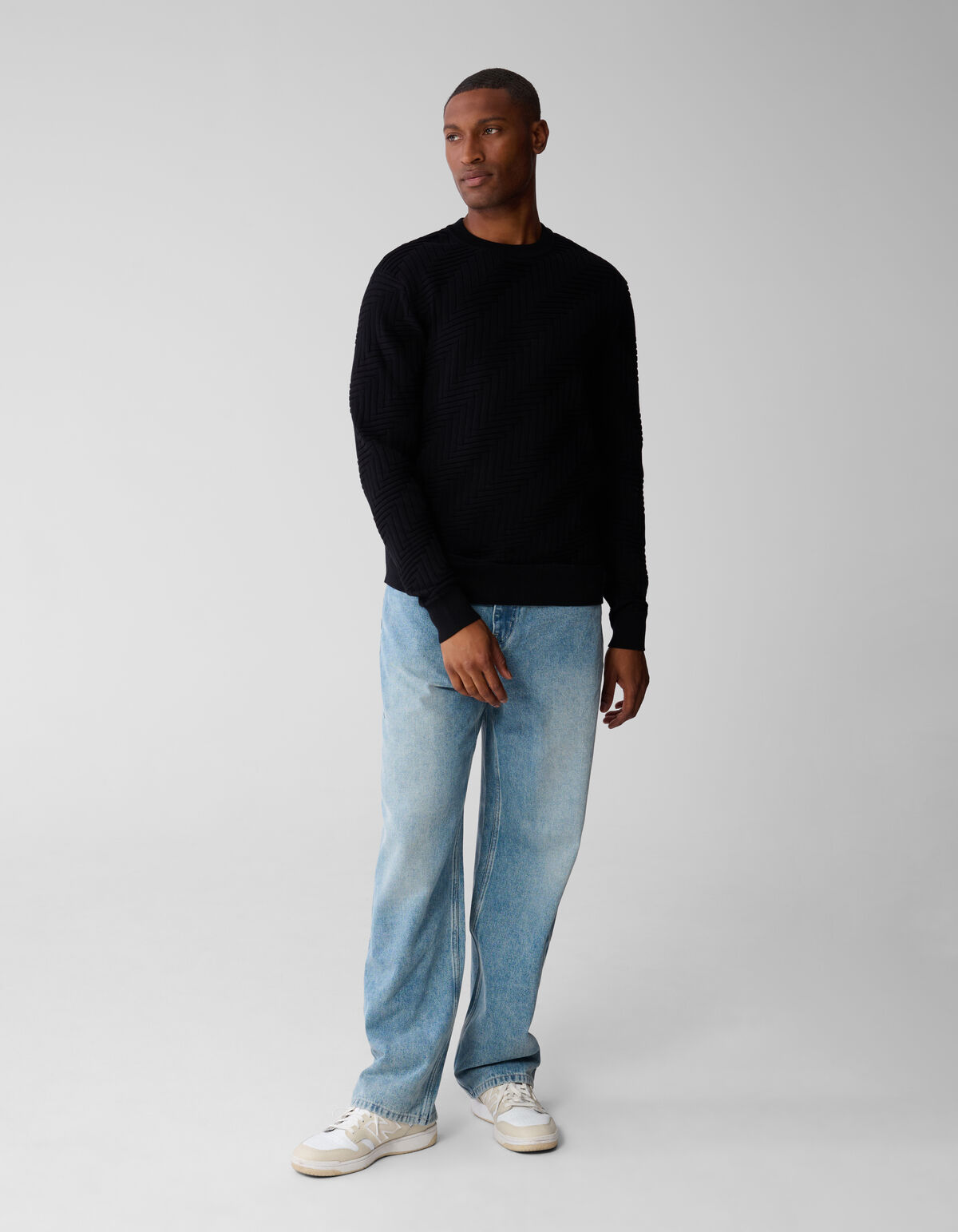 Strickpullover Struktur Schwarz SHOEBY MEN