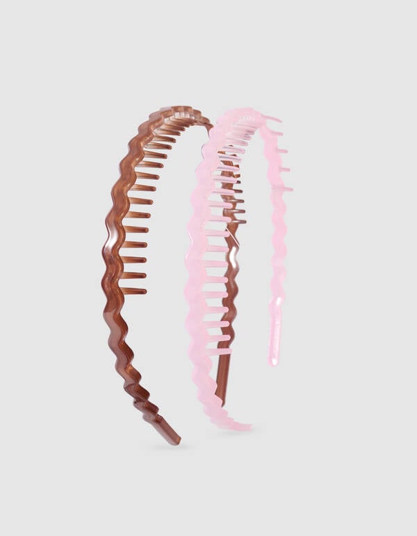 Wavy Haarreifen Set Rosa/Braun SHOEBY ACCESSOIRES