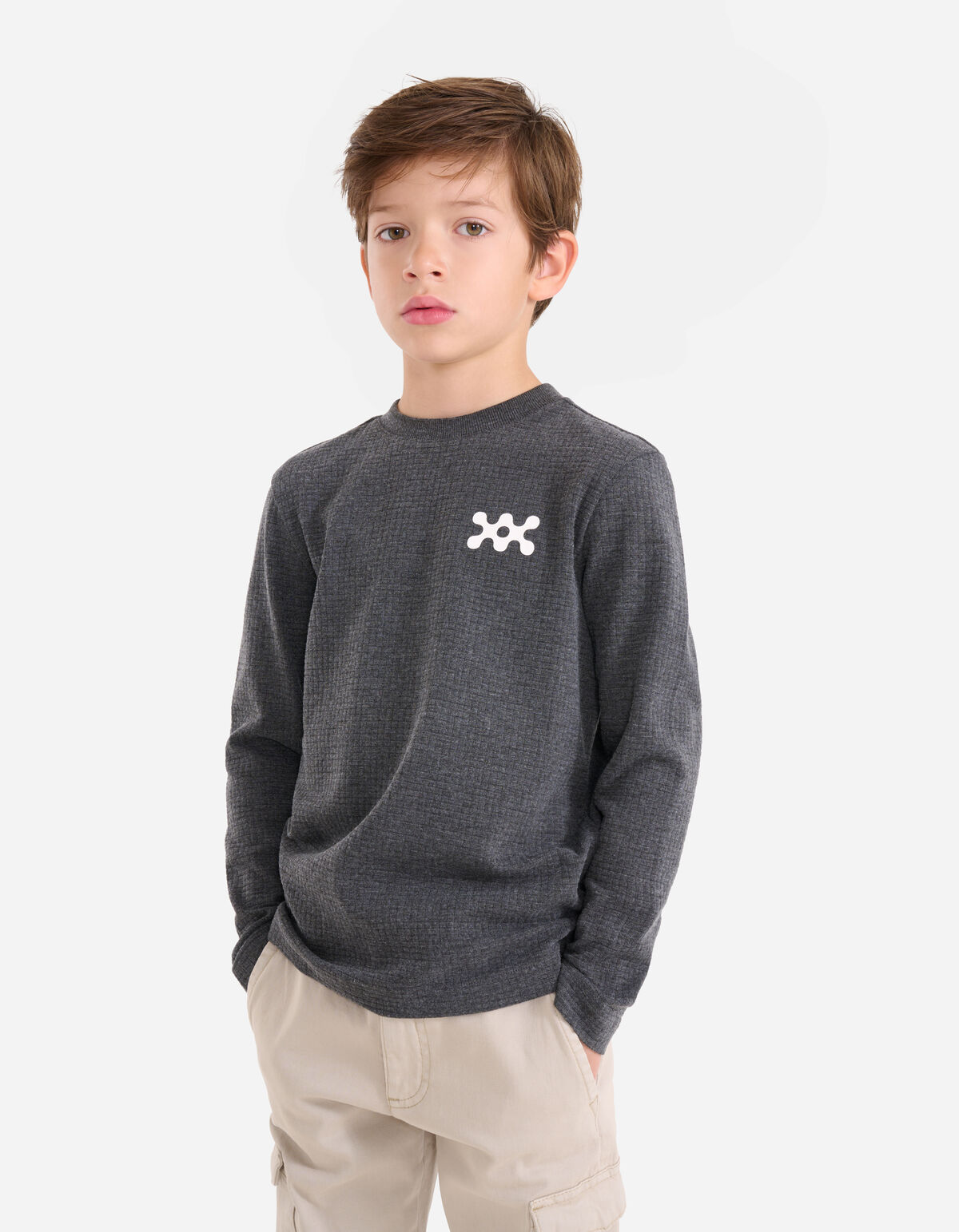 Struktur-Langarmshirt Dunkelgrau SHOEBY BOYS