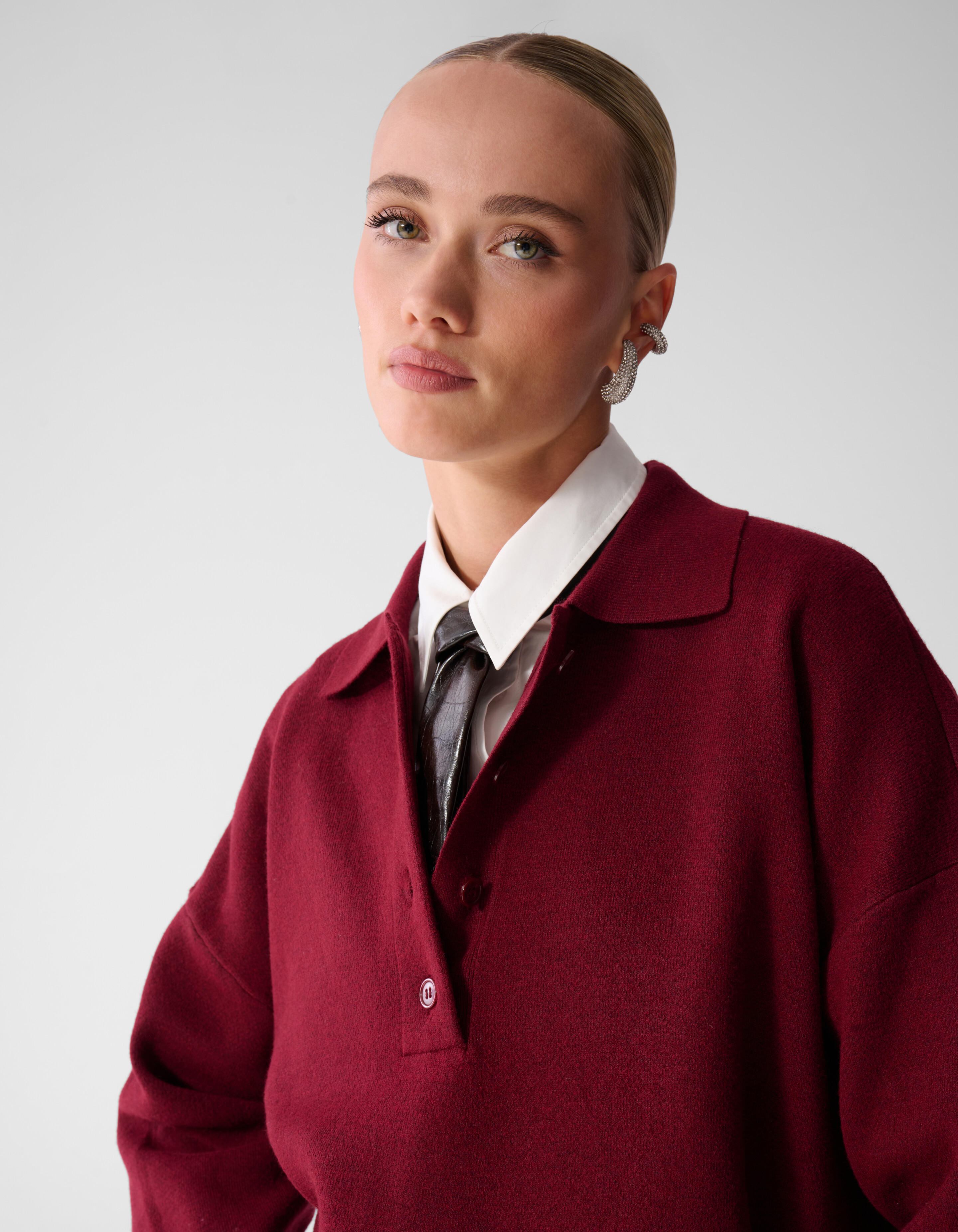 Oversized Polo Strickpullover Rot SHOEBY WOMEN