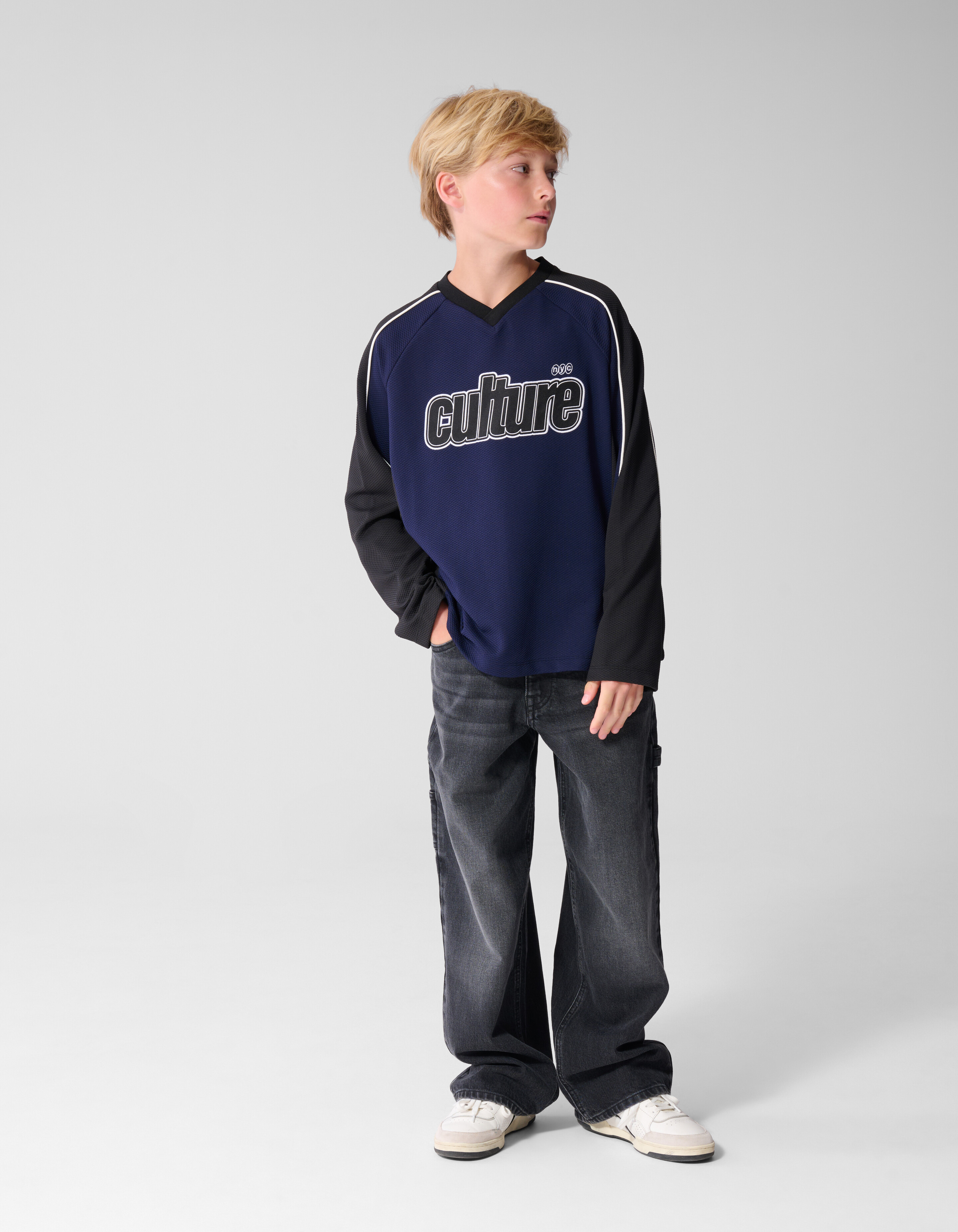 Oversized Sporty Longsleeve T-shirt Donkerblauw SHOEBY BOYS