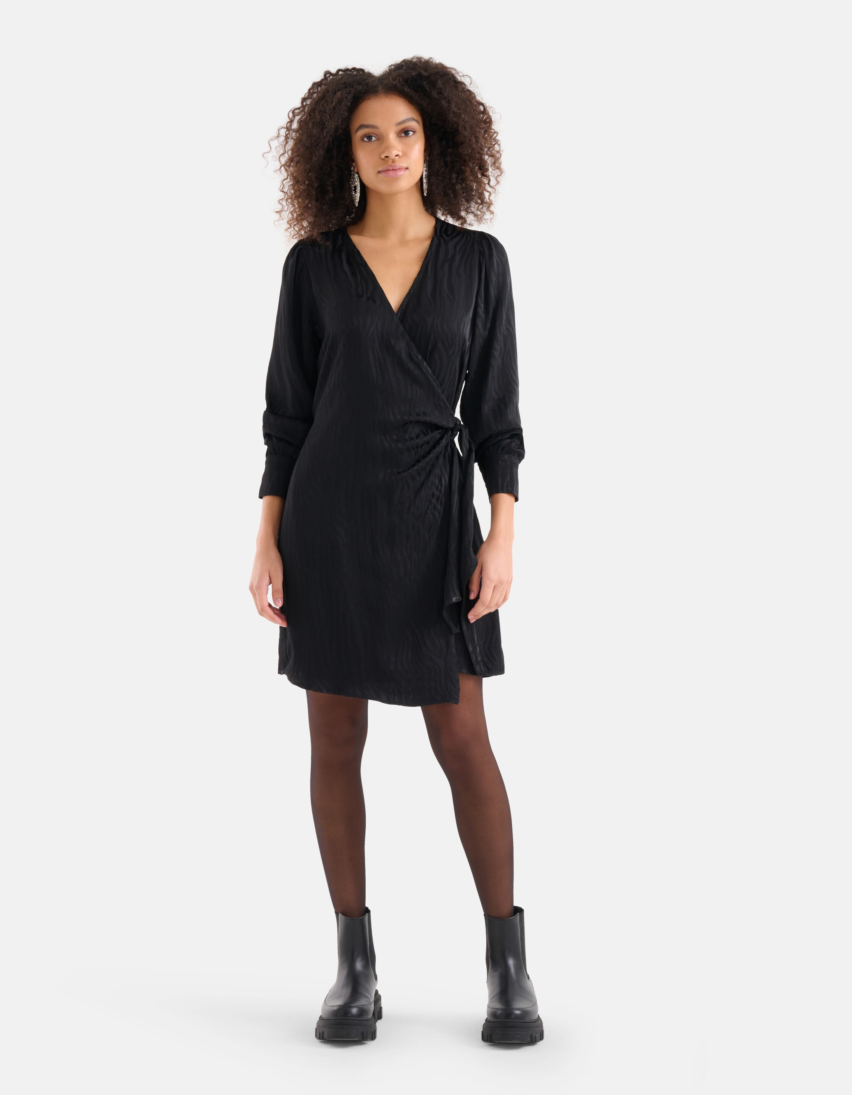 Jacquard-Wickelkleid Schwarz SHOEBY WOMEN