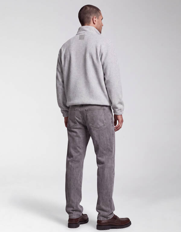 Zip High Neck Pullover Hellgrau SHOEBY MEN
