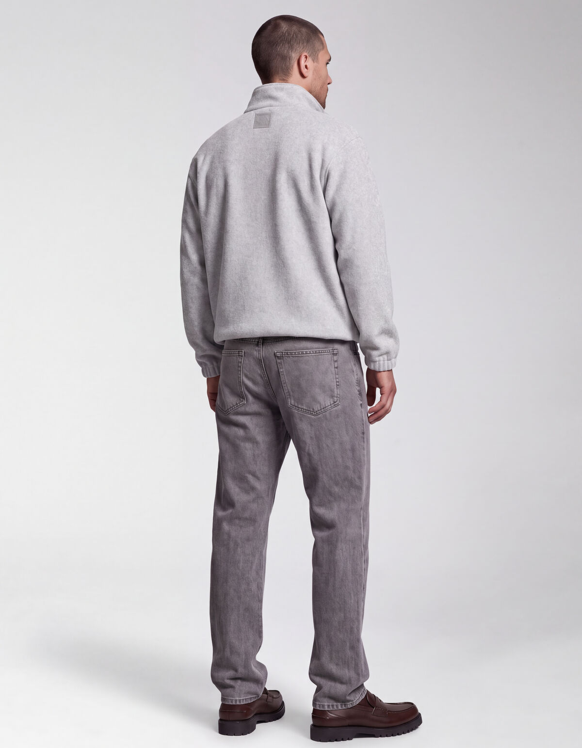Zip High Neck Pullover Hellgrau SHOEBY MEN
