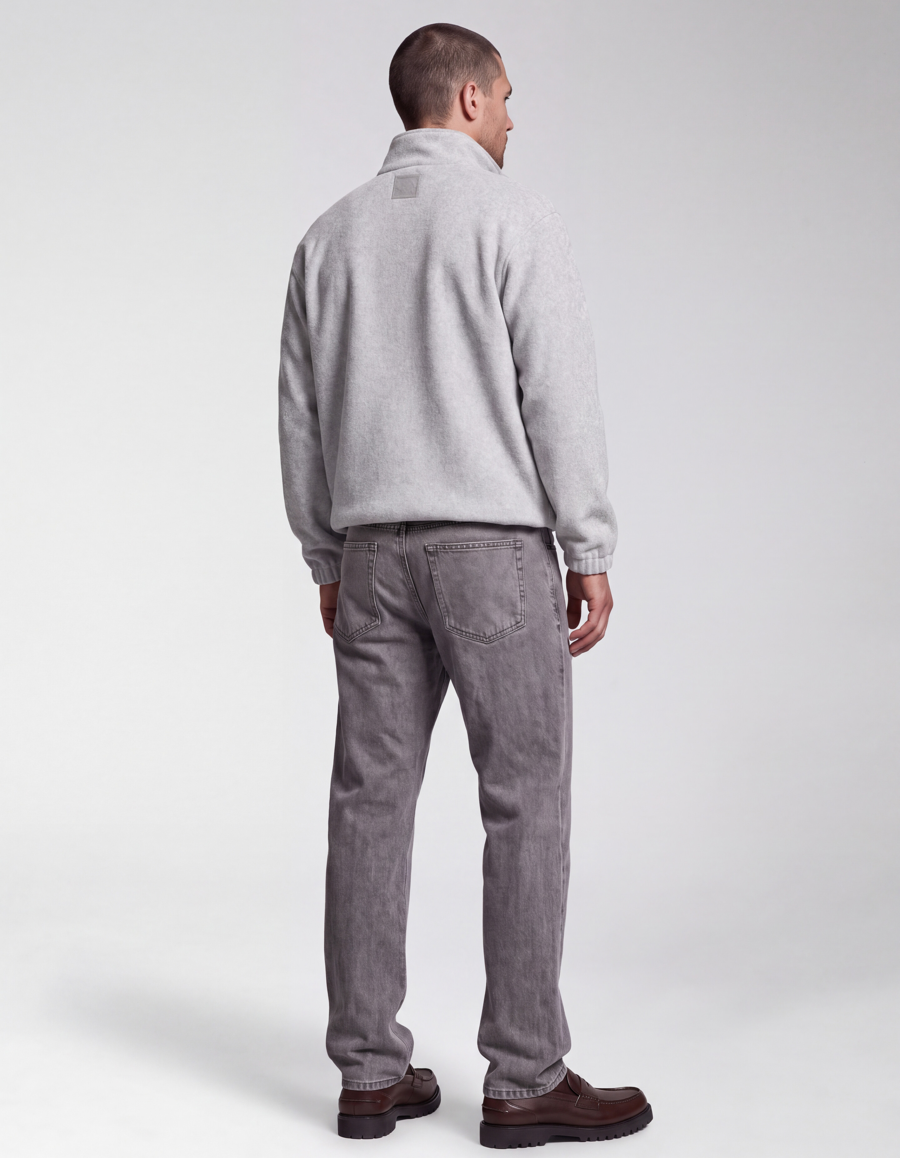 Zip High Neck Pullover Hellgrau SHOEBY MEN