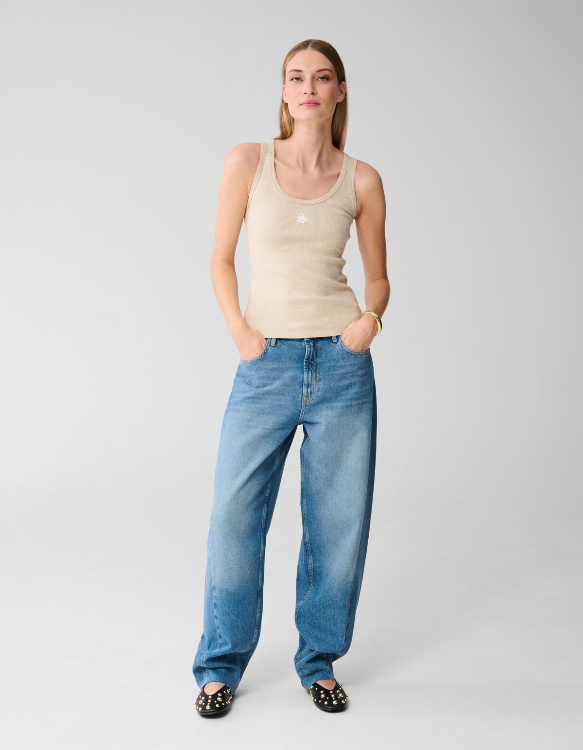 Lurex Shoeby Logo Tanktop Gold SHOEBY WOMEN