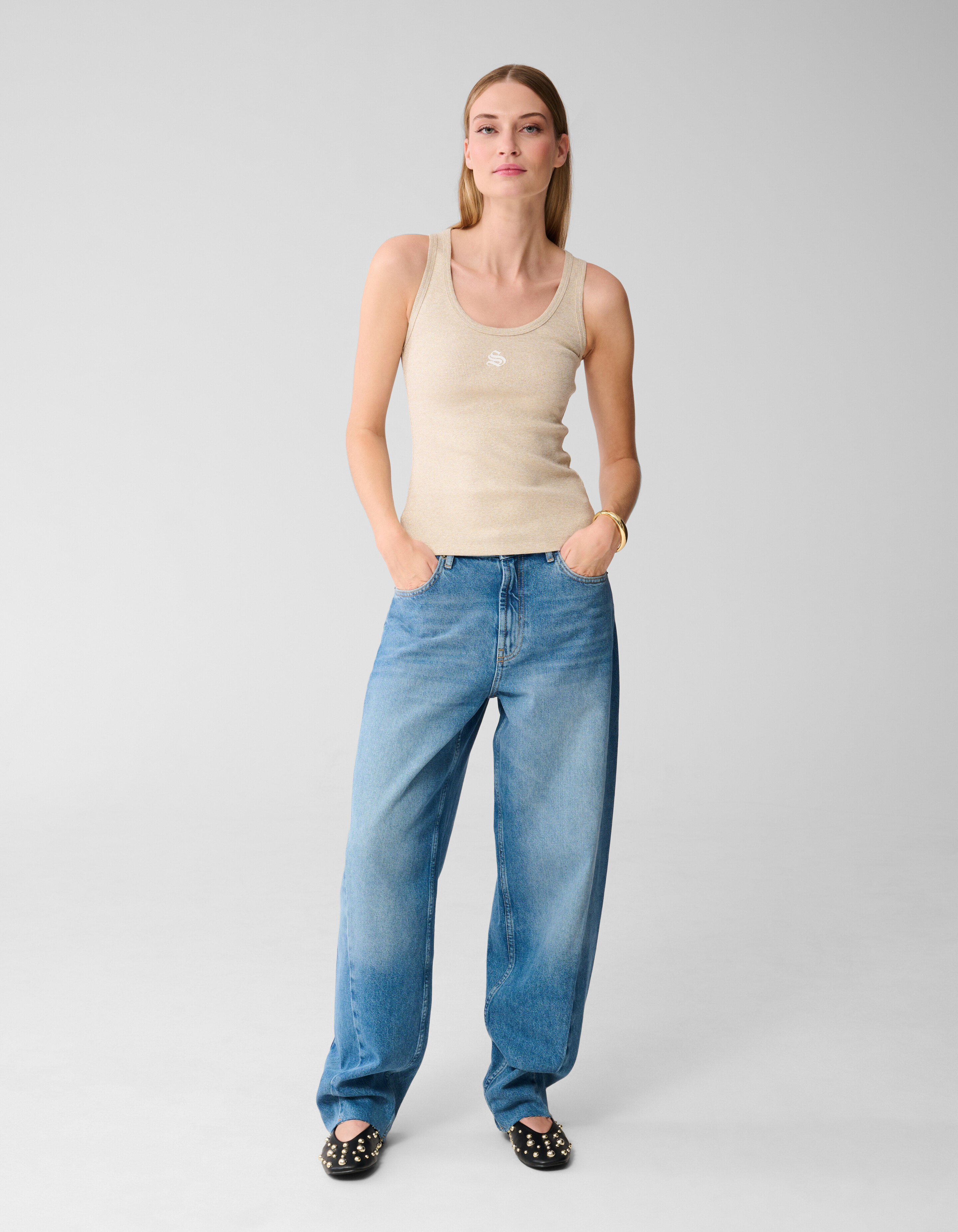 Lurex Shoeby Logo Tanktop Gold SHOEBY WOMEN
