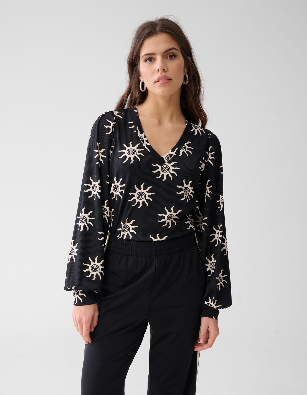 Rippen-Jersey-Top Schwarz SHOEBY WOMEN