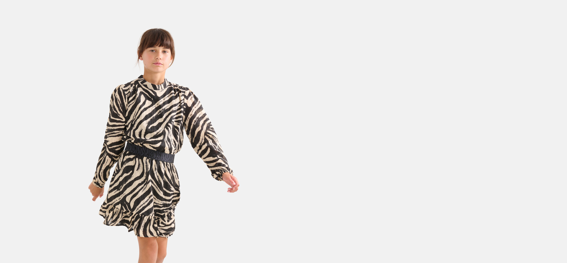 Zebraprint Jurk Zwart/Beige SHOEBY GIRLS