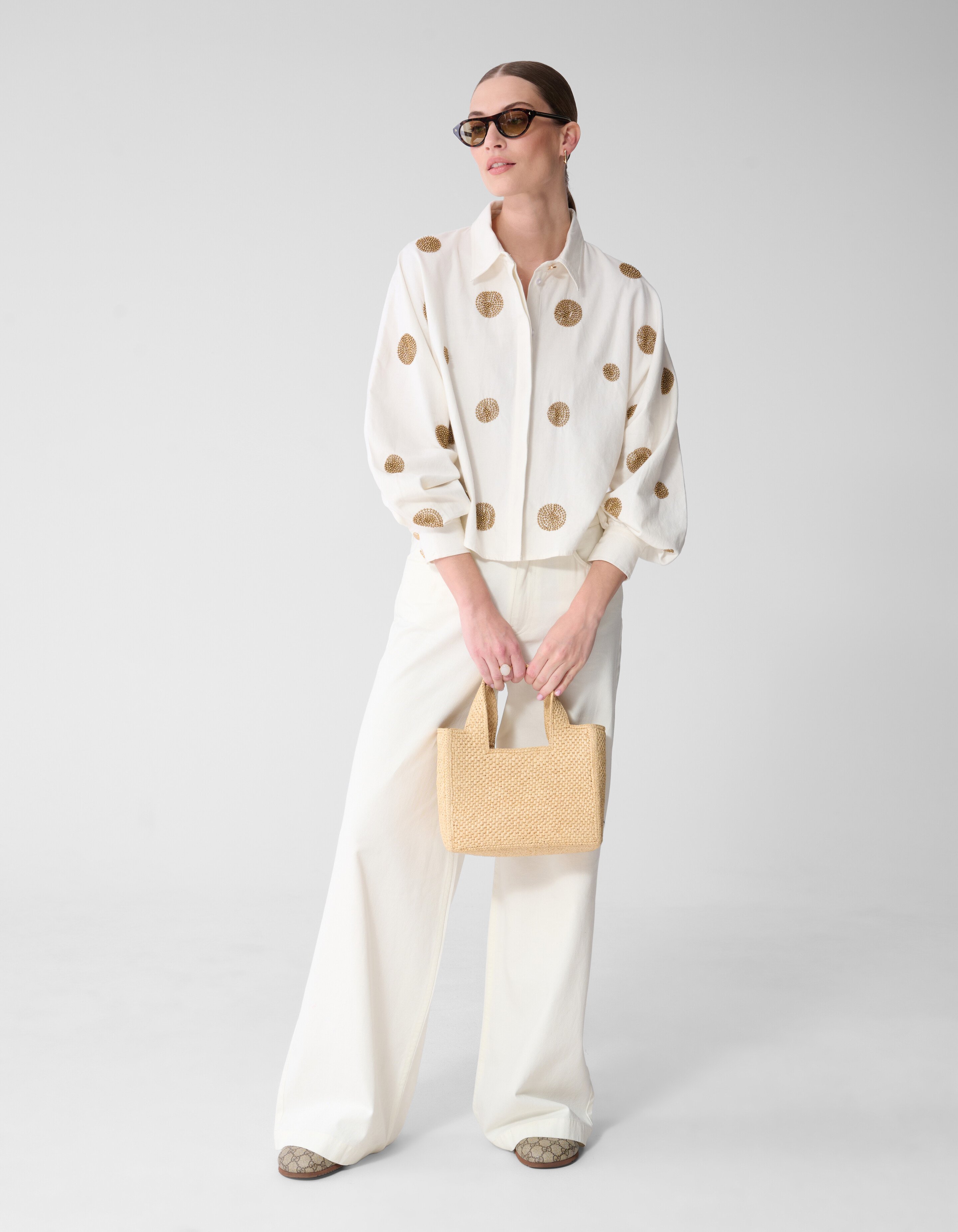 Perlenbesetzte Stippenbluse Wei&szlig; von Mieke SHOEBY WOMEN