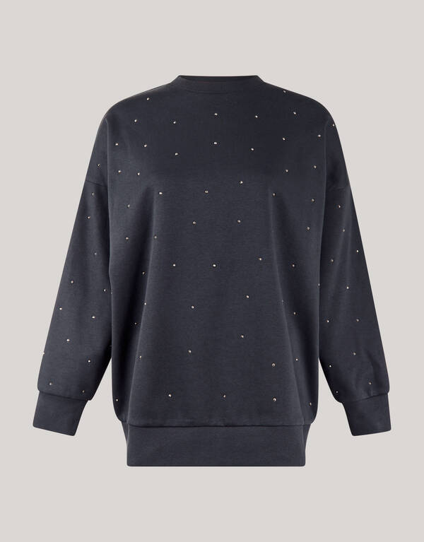 Allover-Strass-Pullover Dunkelgrau SHOEBY WOMEN