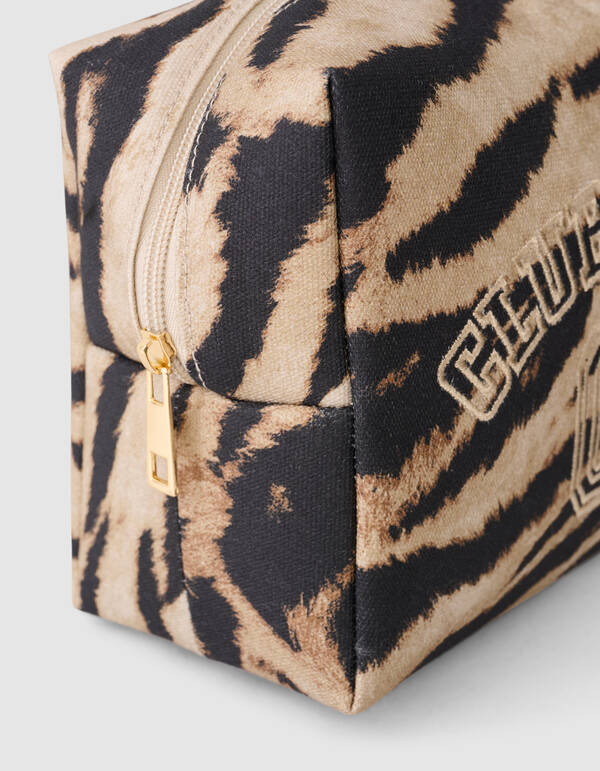 Tiger-Stickerei-Make-Up-Tasche Braun SHOEBY ACCESSOIRES