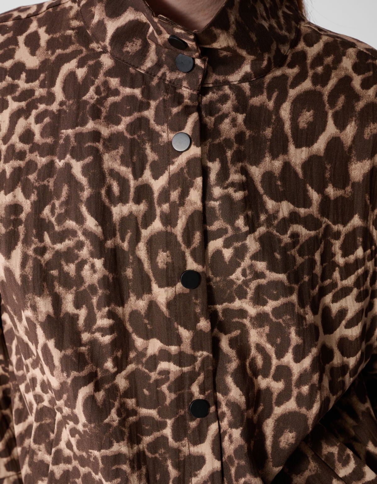 Leopard Funnel Neck Bluse Braun SHOEBY GIRLS
