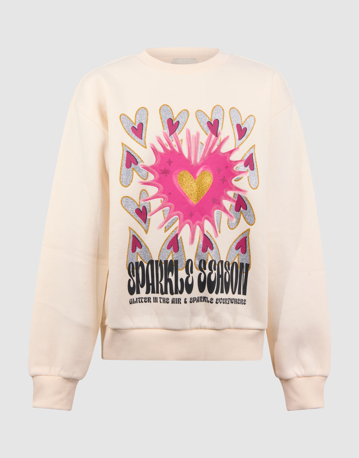 Pullover mit glitzerndem Artwork in Off White SHOEBY GIRLS