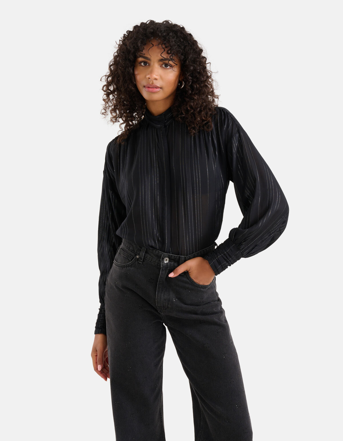 Lurexbluse Schwarz SHOEBY WOMEN