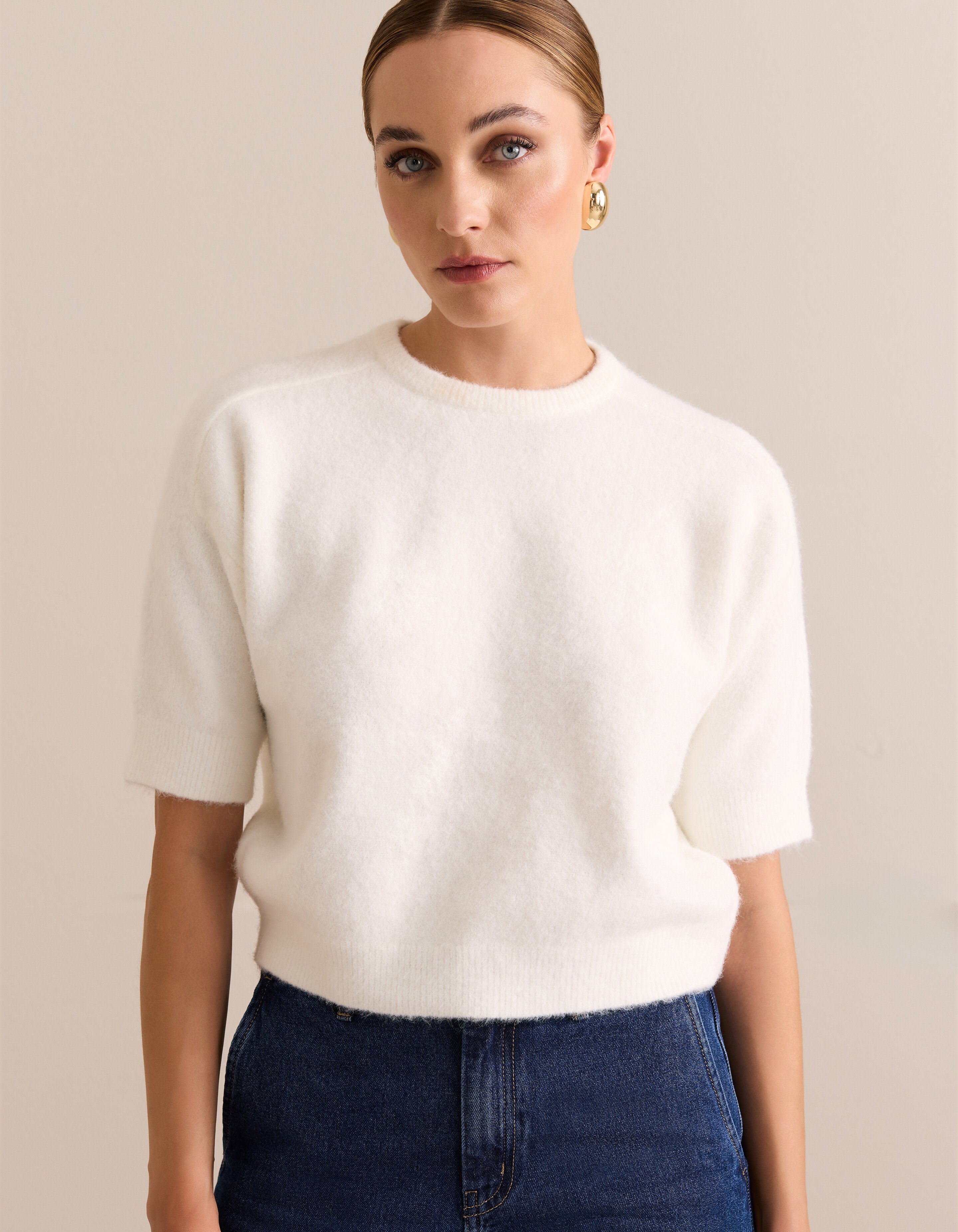 Kurzärmliges Stricktop Off White von Mieke SHOEBY WOMEN