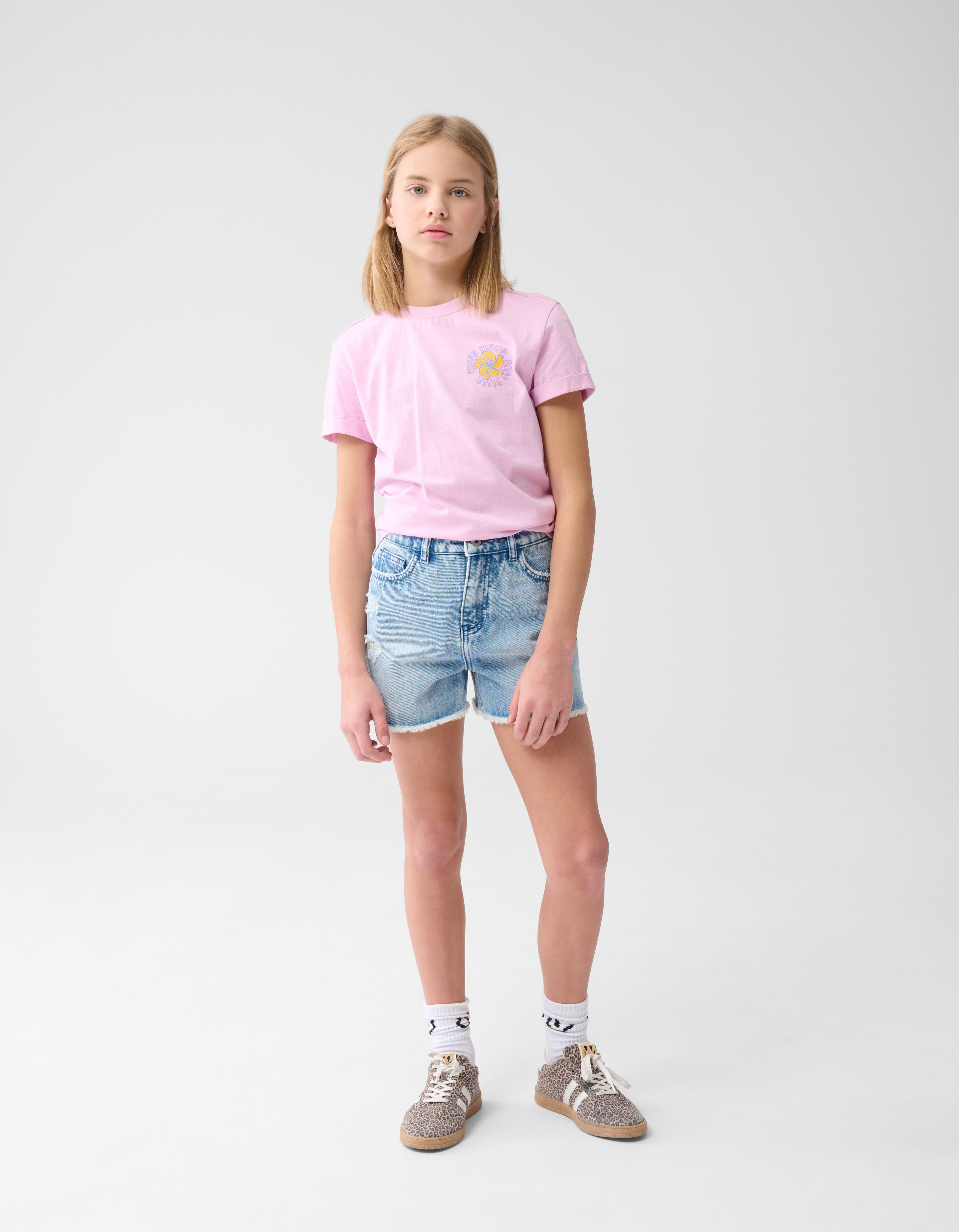 Obst-Stickerei T-Shirt Hellviolett SHOEBY GIRLS