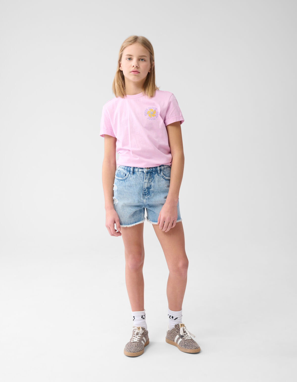 Obst-Stickerei T-Shirt Hellviolett SHOEBY GIRLS