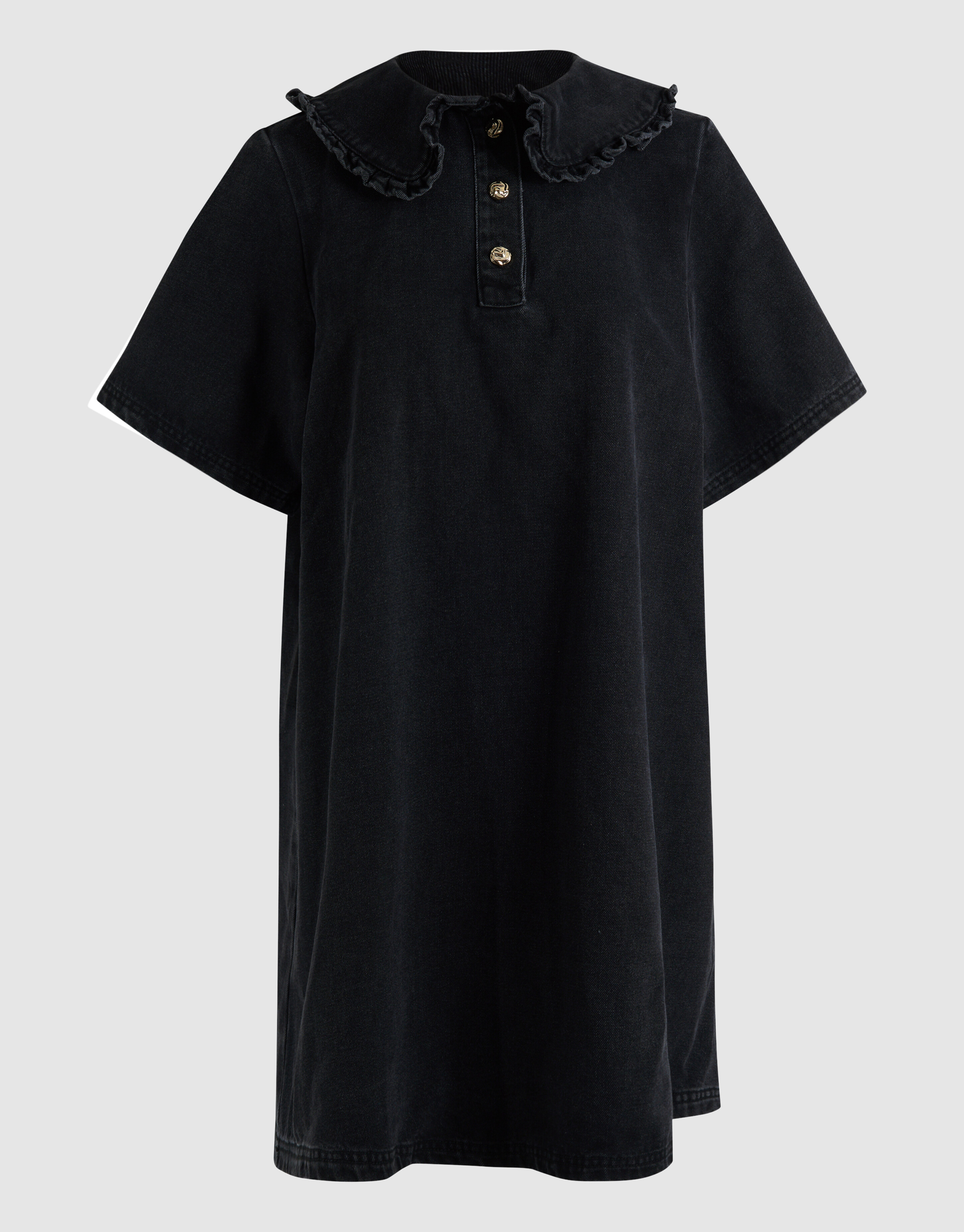 Midikleid mit Denimkragen Schwarz SHOEBY WOMEN