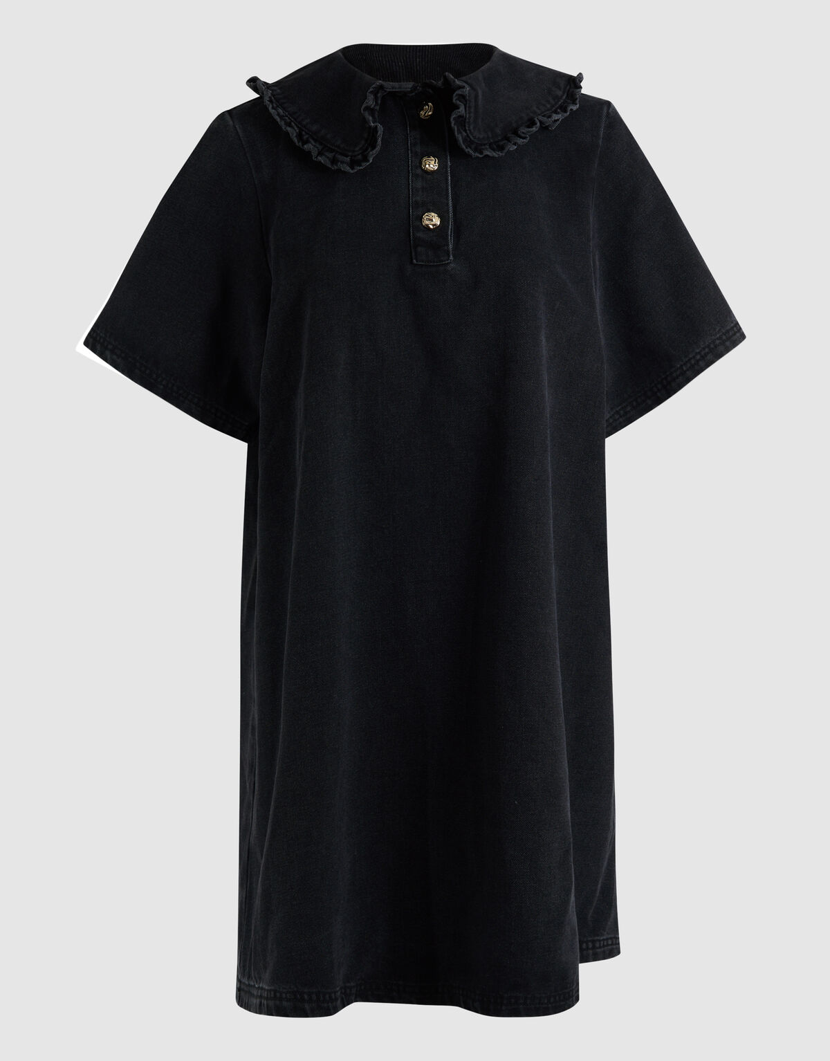 Midikleid mit Denimkragen Schwarz SHOEBY WOMEN