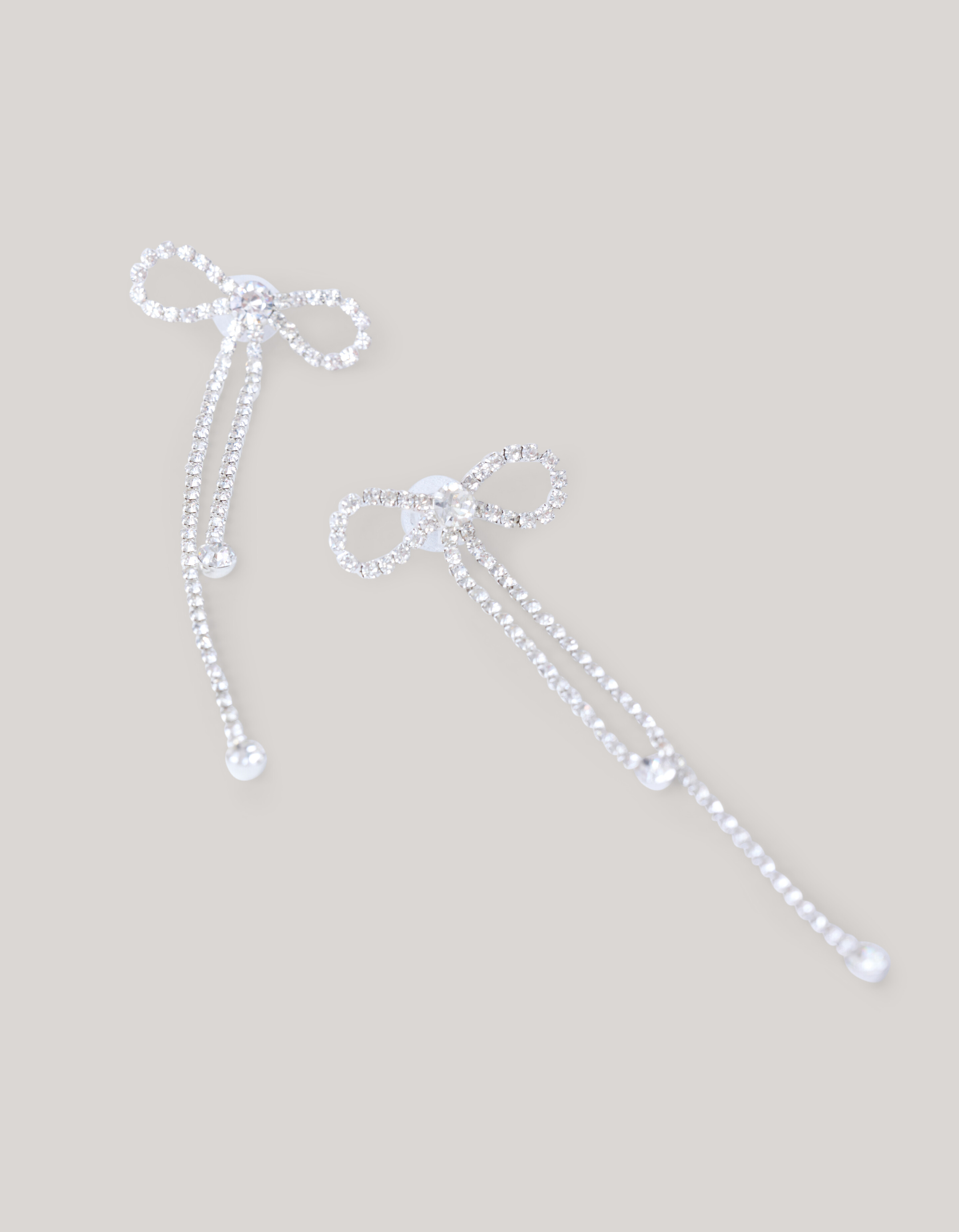 Strass-Schleifen-Ohrringe Silber SHOEBY ACCESSOIRES