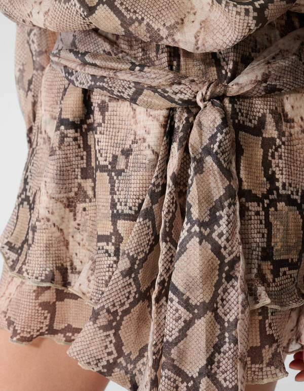 Schlange R&uuml;sche Mini Kleid Hellbraun SHOEBY WOMEN