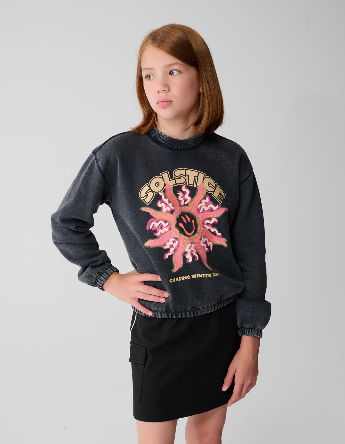Solstice Artwork Sweater Donkergrijs SHOEBY GIRLS