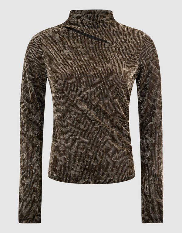 Glitzerndes Top mit Ausschnitt, Gold SHOEBY WOMEN