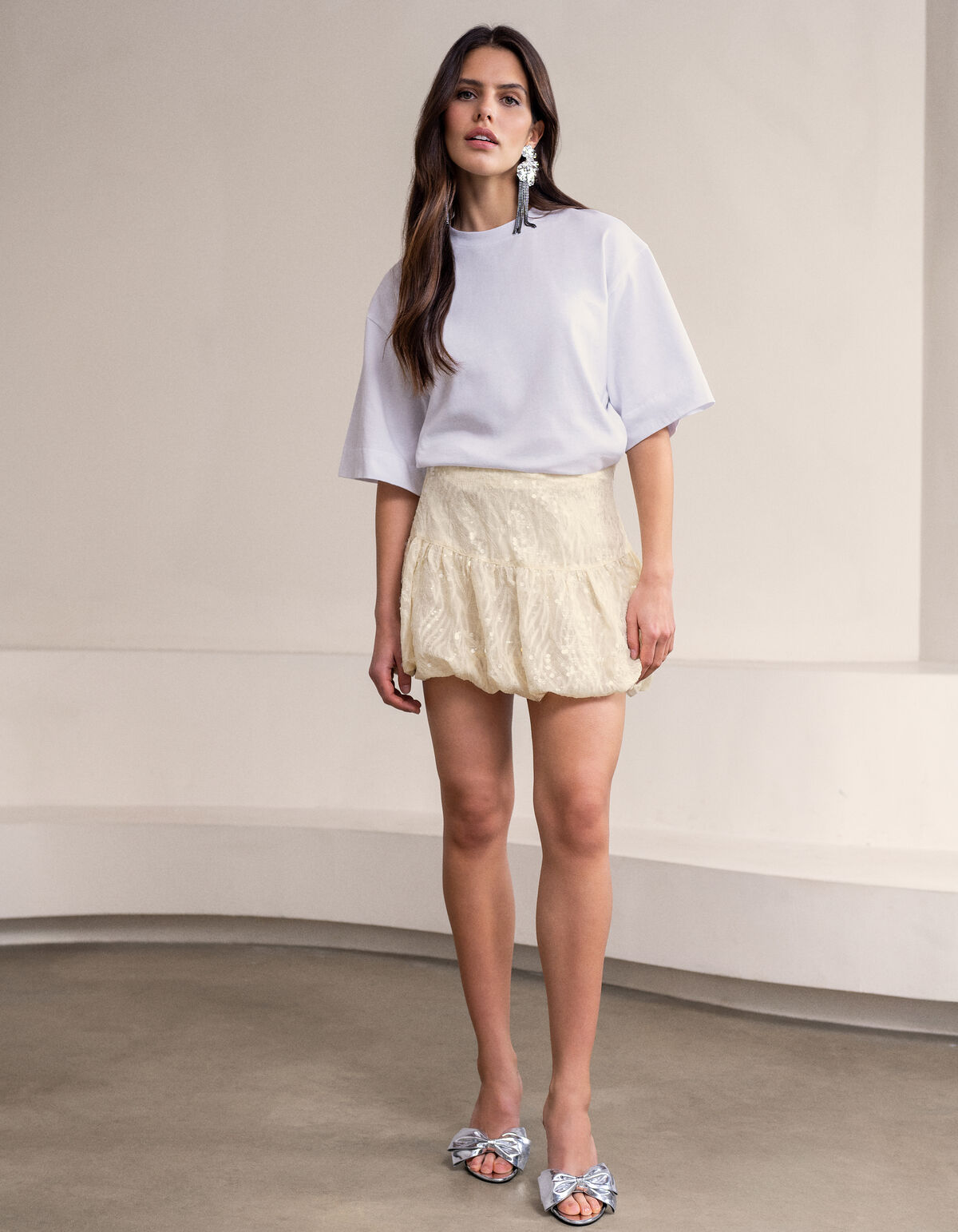 Pailletten Mini Rok Gebroken Wit SHOEBY WOMEN