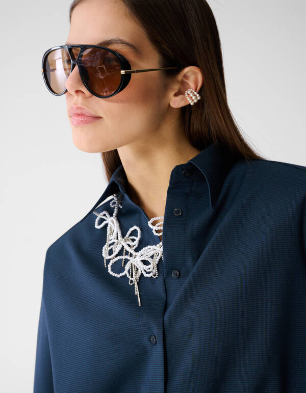 Kariertes gepolstertes Bluse Dunkelblau SHOEBY WOMEN