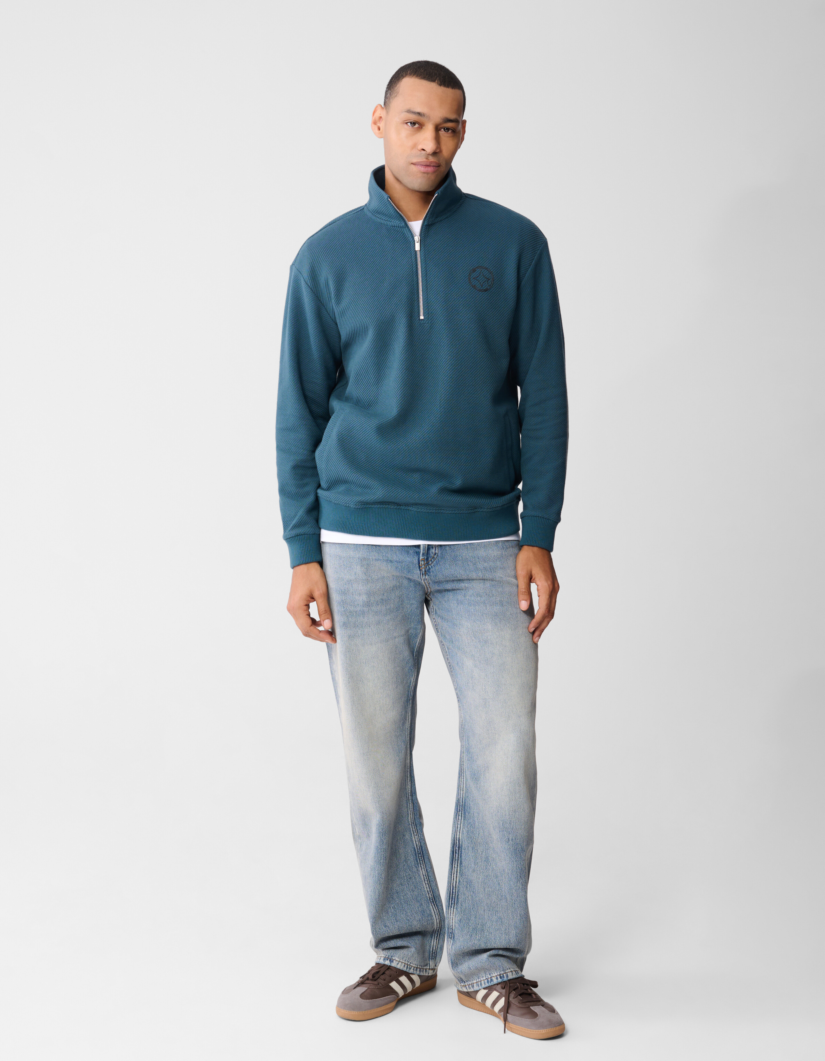 Halb-Zip-Pullover, dunkelgrün SHOEBY MEN